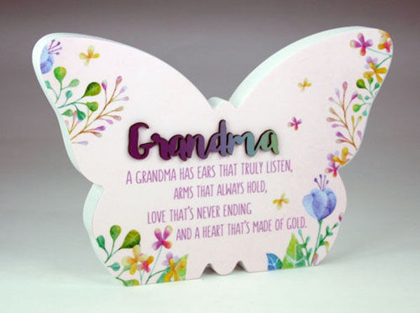 Picture of SF Butterfly Plaque 21x14.5cm Grandma