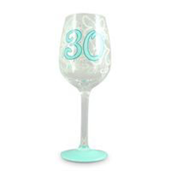 Picture of 30TH BUTTERFLY GLITTER WINE GLASS GREEN