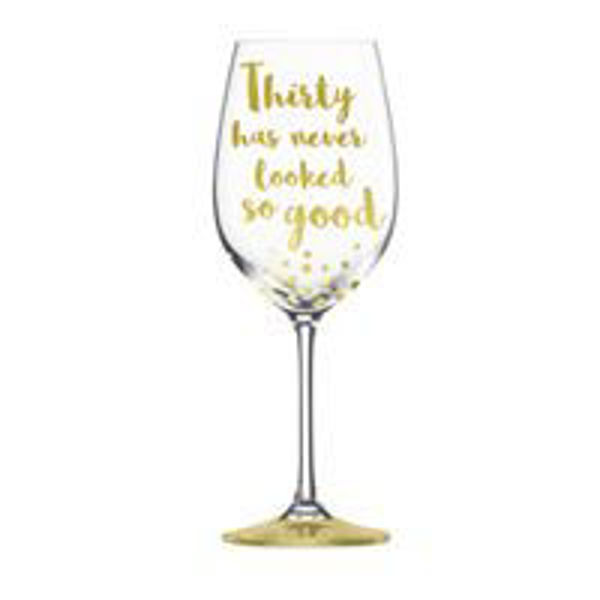 Picture of 30TH GOLD FOIL WINE GLASS