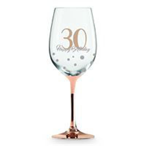 Picture of 30TH ROSE  GOLD WINE GLASS