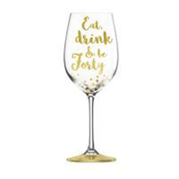 Picture of 40TH GOLD FOIL WINE GLASS