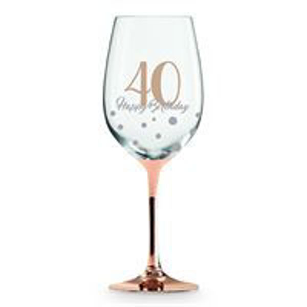 Picture of 40TH ROSE  GOLD WINE GLASS