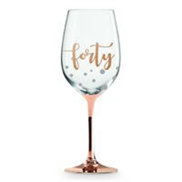 Picture of 40TH ROSE GOLD STEM WINE GLASS GOLD