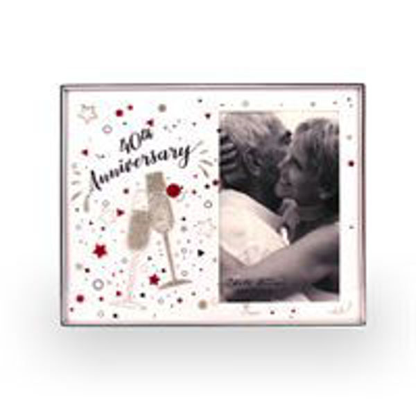 Picture of 40TH ANNIVERSARY GLASS GLITTER PHOTO FRAME