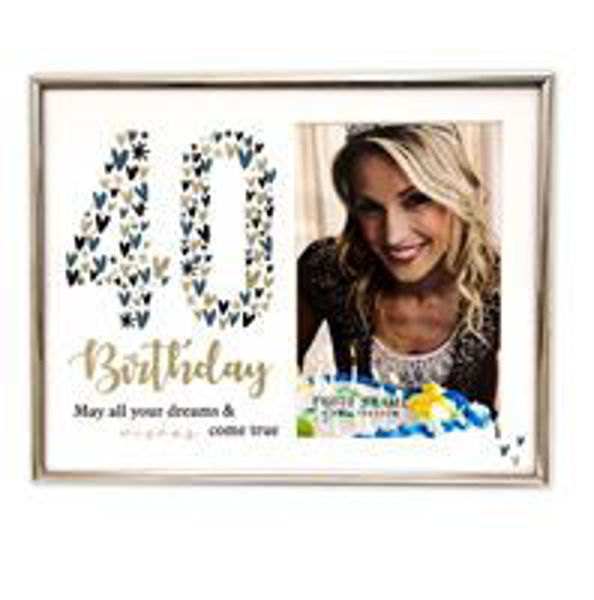 Picture of 40TH GLASS GLITTER PHOTO FRAME