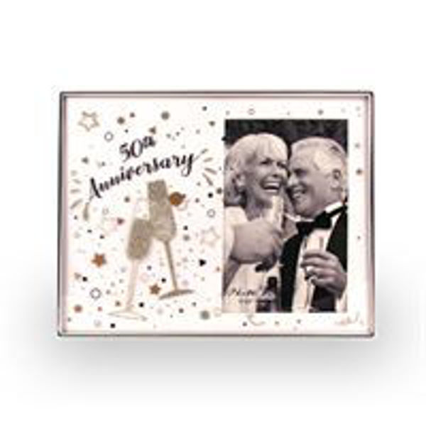 Picture of 50TH ANNIVERSARY GLASS GLITTER PHOTO FRAME