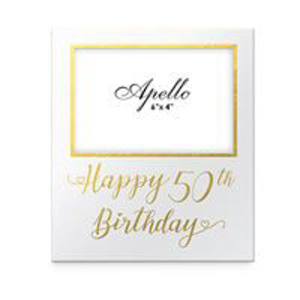 Picture of 50TH BDAY MDF GOLD GLITTER SIDE FR 6X4
