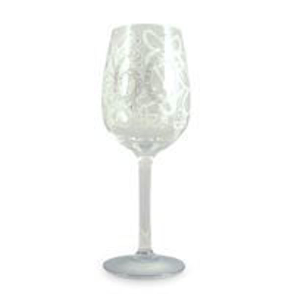 Picture of 60TH BUTTERFLY GLITTER WINE GLASS Silver