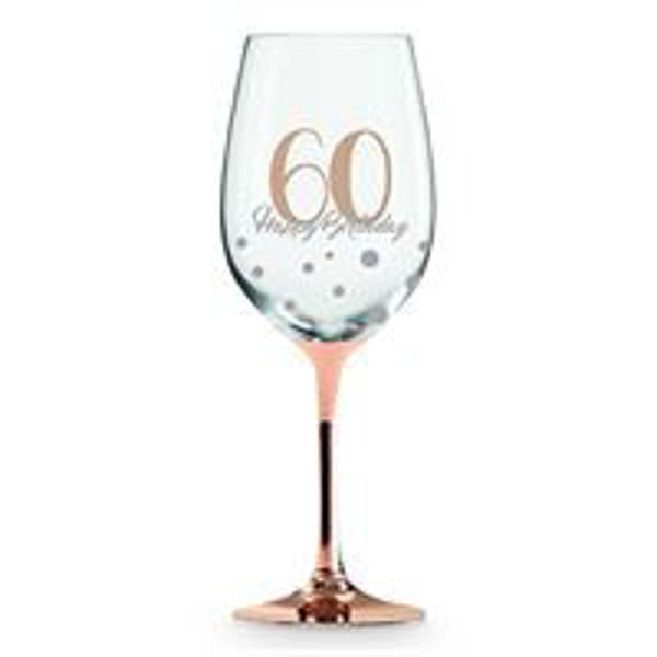 Picture of 60TH ROSE  GOLD WINE GLASS