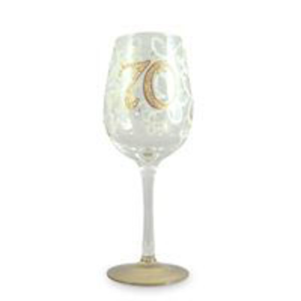 Picture of 70TH BUTTERFLY GLITTER WINE GLASS Gold