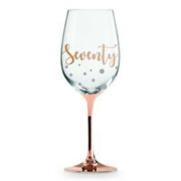 Picture of 70TH ROSE GOLD STEM WINE GLASS GOLD