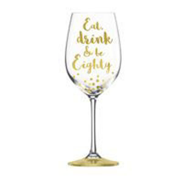 Picture of 80TH GOLD FOIL WINE GLASS