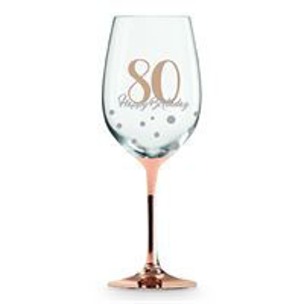 Picture of 80TH ROSE  GOLD WINE GLASS