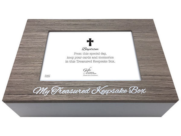 Picture of BAPTISM TREASURED BROWN KEEPSAKE BOX
