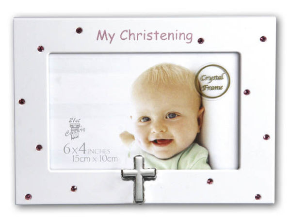 Picture of CHRISTENING PINK CRYSTAL FRAME