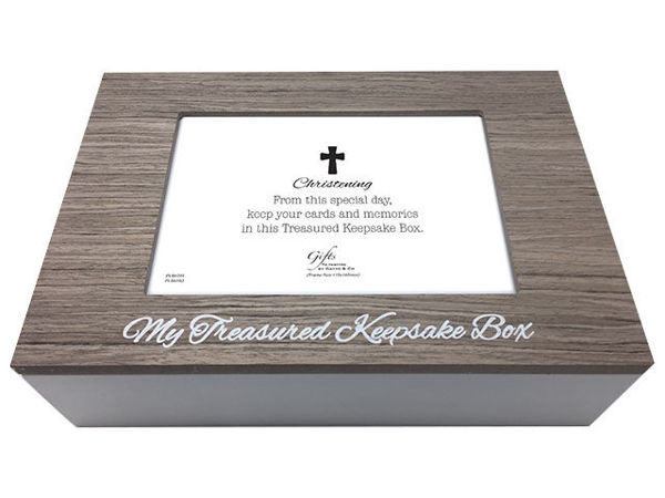 Picture of CHRISTENING TREASURED BROWN KEEPSAKE BOX