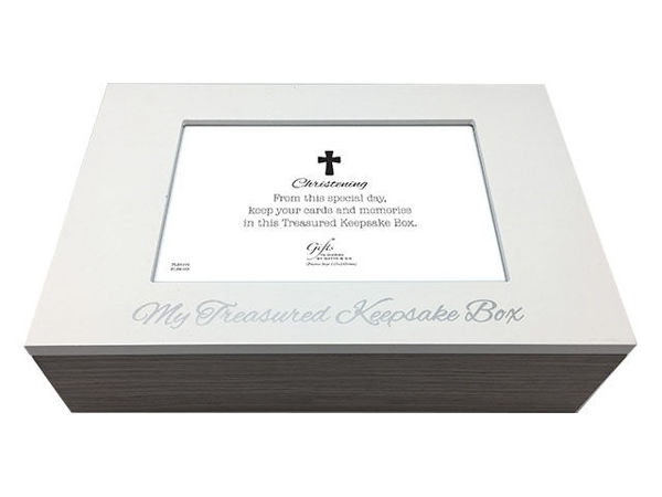 Picture of CHRISTENING TREASURED WHITE KEEPSAKE BOX