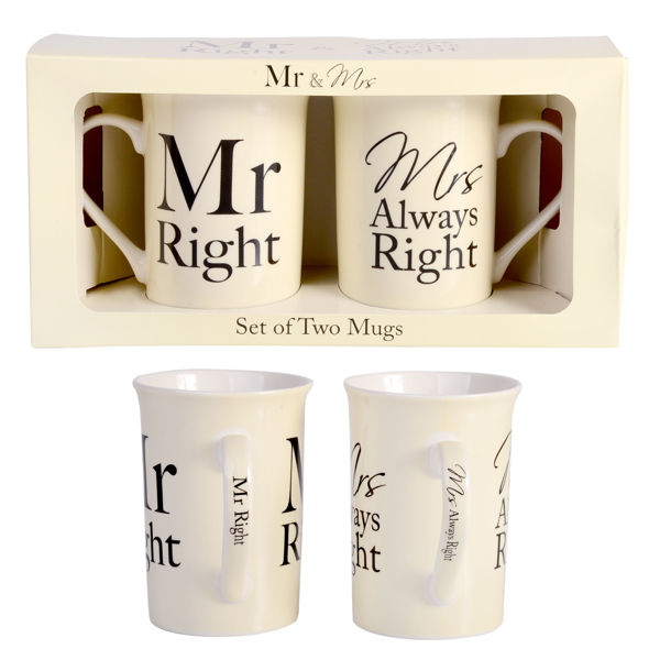 Picture of MR & MRS RIGHT MUG-SET 2