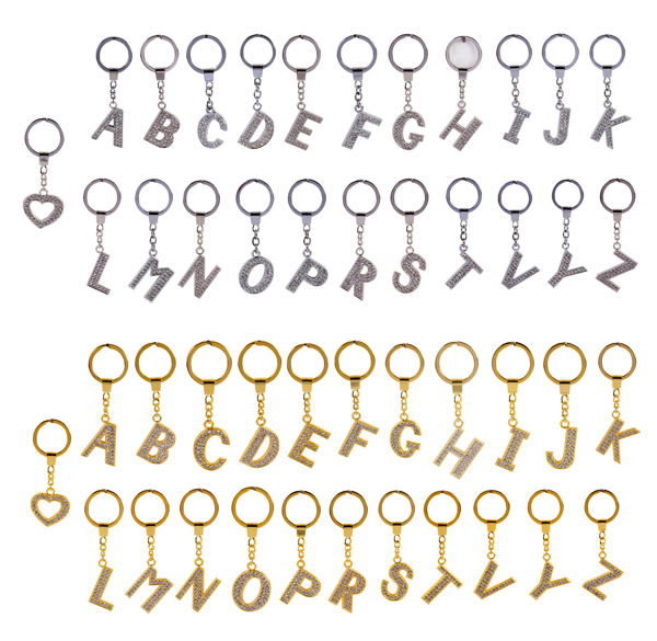 Picture of GLITZY ALPHABET KEYRINGS - GOLD & SILVER
